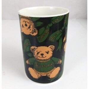 Knightsbridge Stoneware Harrod's Teddy Bear Green Sweater Logo Coffee Cup